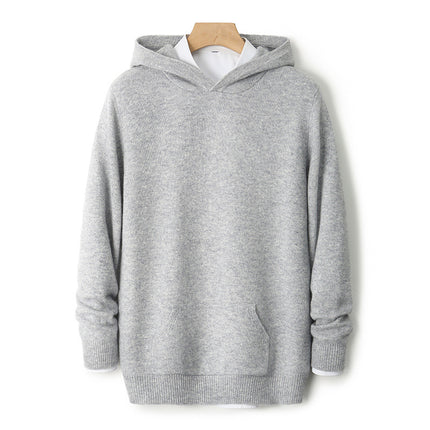 Winter Thickened Pure Wool Sweater Men's Hooded Pullover Sweater Loose Cashmere Sweatshirt Versatile Fashionable Knitted Hoodie