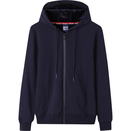 Autumn and Winter Fleece-Lined Zip-Up Hoodie Sweatshirt Unisex Workwear Long-Sleeve Jacket Casual Versatile with Logo Design