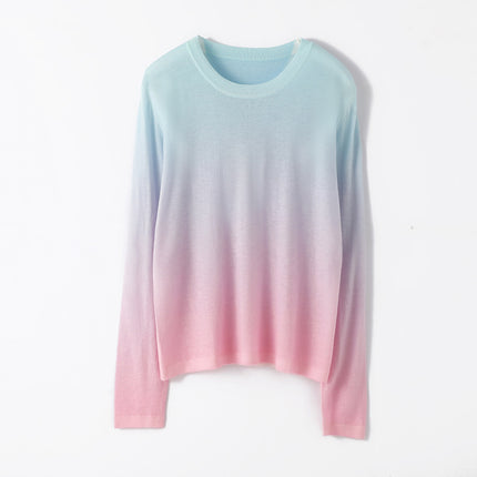 [120 water-soluble] worsted ultra-fine water-soluble wool ink painting round neck skin-friendly thin knitted base shirt