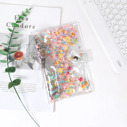 A6 Transparent quicksand bead binder notebook 6-hole simple laser notebook soft case pp frosted binder