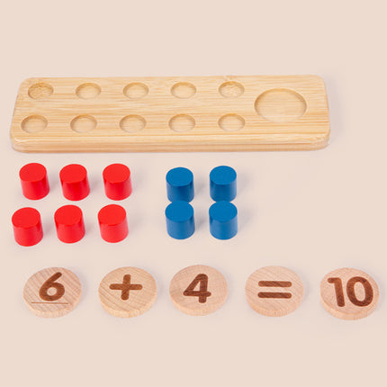Children's Montessori Early Education Wooden Ten-digit Calculation Board Mathematics Number Sense Addition and Subtraction Calculation Dozens of Lattice Matrix Benefit Intelligence Toys