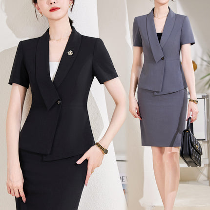 High-end professional suit women's summer new elegant goddess fan hotel front desk sales department overalls suit skirt