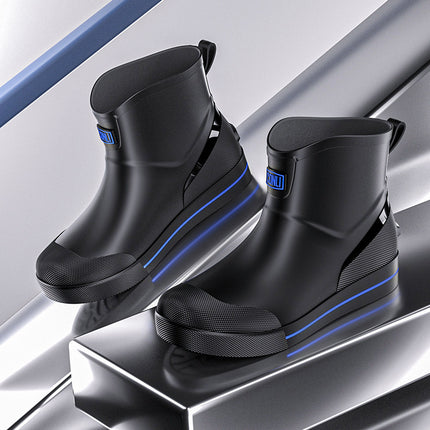 Fashion Short Rain Shoes Men's Low Work Shoes Low-top Non-slip Kitchen Shoes Wear-resistant Rubber Shoes Fishing Shoes Waterproof Shoes