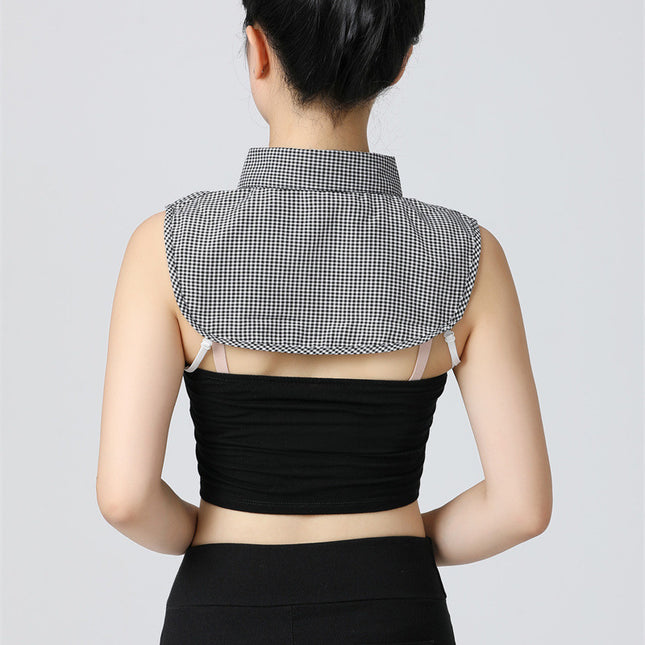 Cotton Brushed Plaid Winter Sweater Fake Collar Collar Protector Unisex Shirt Collar Fashionable Versatile Fake Collar