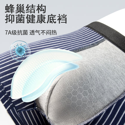 Striped men's underwear cotton Xinjiang cotton skin-friendly breathable plus size wholesale men's underwear Vitality mid-waist striped