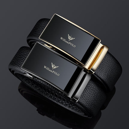 King Paul new men's belt leather pants belt top layer cowhide mirror business high-end sense belt wholesale