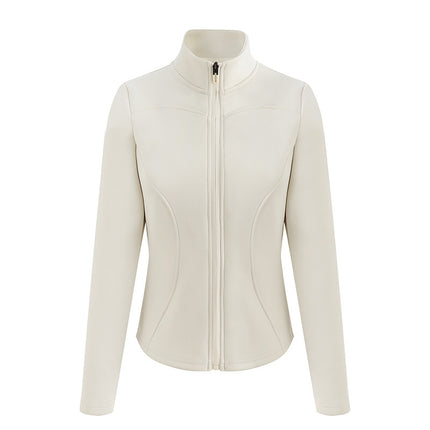 Lulu Coat Hot Warm Velvet Air Layer Coat Easy Lightweight Half-High Collar Simple Slim-Fit Zipper Cardigan for Hair