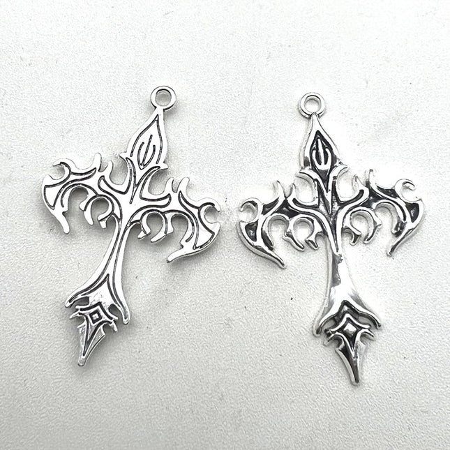 DIY Zinc Alloy Jewelry Accessories Flame Cross Pendant Stylish Punk Necklace Keychain Pendant