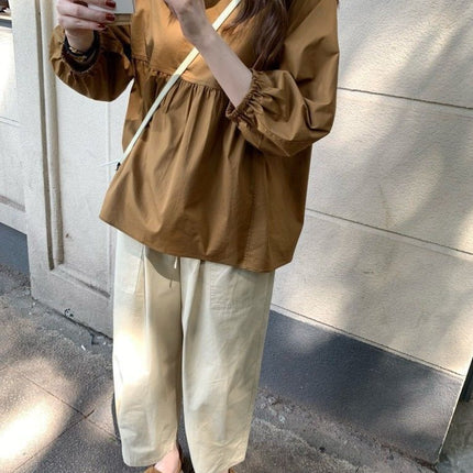Kamakura Notes Japanese-Style Lantern Pants Workwear Casual Lazy Style Loose Cropped Pants Japanese and Korean Casual Style