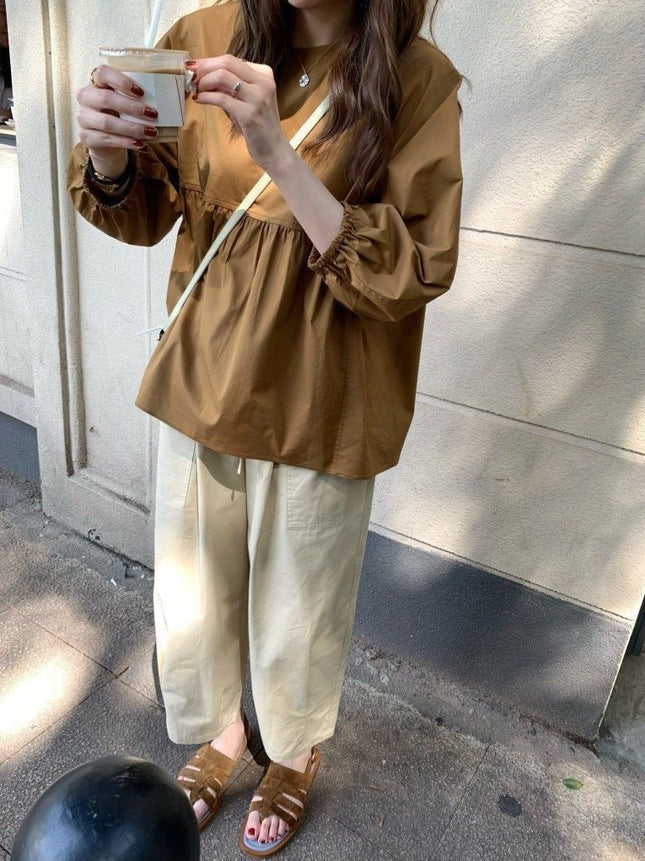 Kamakura Notes Japanese-Style Lantern Pants Workwear Casual Lazy Style Loose Cropped Pants Japanese and Korean Casual Style