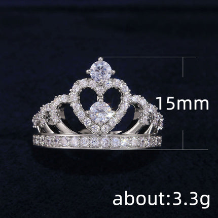 European and American Style Crown Zircon Wedding Ring Women's Classic Fashion Jewelry Wholesale Popular Wedding Ring