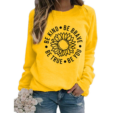 Foreign trade supply be like flower printed round neck jacket sweater European size ladies coat long sleeve cross-border autumn and winter