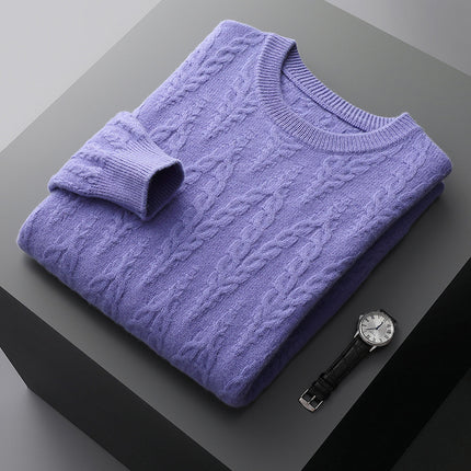 100% Wool Jacquard Sweater Men / Pull Laine Jacquard Col Rond