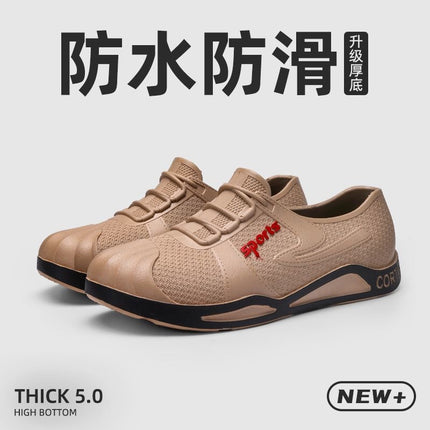 Plus Size Spring and Autumn Rain Boots for Men, Fashionable Waterproof, Non-Slip, Wear-Resistant Low-Top Shoes, Casual Fishing Chef Labor Protection Shoes Wholesale
