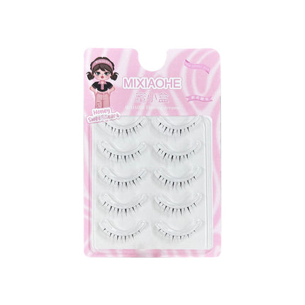 Honey Small Box Super Exquisite Cartoon Short False Eyelashes Natural One-Piece Face Hair Mirror False Plain 9mm False Eyelashes