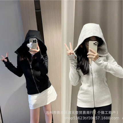 Lulu Original Scuba Cardigan Full Zipper Slim Long-Sleeved Hoodie Hooded Jacket Jacket Sweatshirt Women's Top