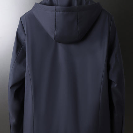 Source Manufacturer Spring and Autumn Anti-Wrinkle Fashion Korean Style Casual Jacket Business Simple Removable Hood Filled with Wool Middle-Aged Clothing