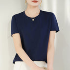 Round neck navy blue / S