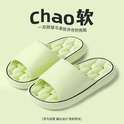 Summer Bathroom Leaking Eva Slippers for Men Indoor Home Bathing Massage Slippers for Women Breathable Non-Slip Quick-Drying Anti-Odor