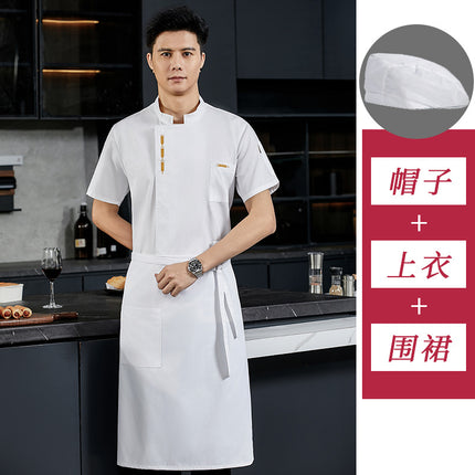 Chef overalls short sleeve summer restaurant canteen kitchen baking cake shop chef clothing manufacturers wholesale