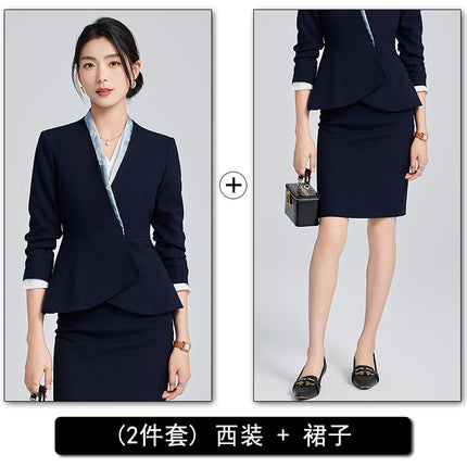 High-end Suit suit Women's Spring and Autumn High-end Temperament Professional Uniform Hotel Front Desk Tooling Beauty Salon Overalls