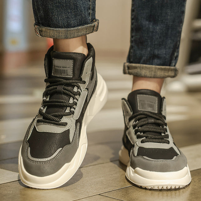 Winter Men's Shoes 2025 New Trendy Versatile Student Casual Sports Sneakers with Fleece High-Top Work Shoes Cotton Shoes