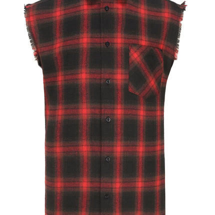 Europe and the United States cross-border personality men's jacket plaid sleeveless shirt men's casual shirt tassel craft shirt foreign trade fixed