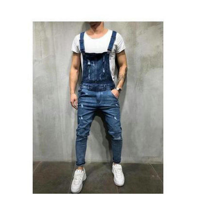 Men's Fashionable Jeans Trousers Cross-Mirror Denim Pants Shorts Wish Tear Strap