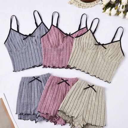 2025 Xiyin Hot-Selling Fashionable Casual Women's Pajamas Set Suspender Tops Shorts Two-Piece Set