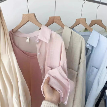 Looking forward to summer ~ French cotton and linen sunscreen shirt women's cotton and linen thin shirt high-grade anti-wrinkle long sleeve coat