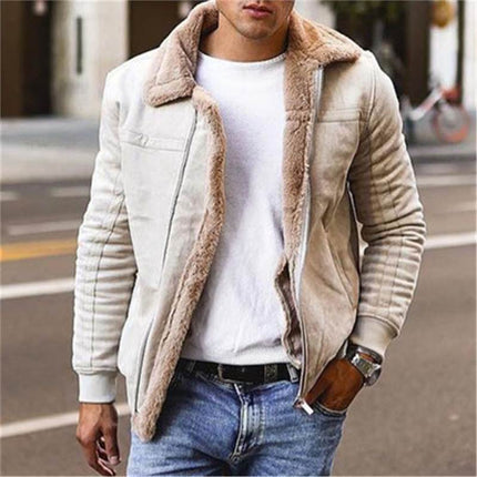 Cross-border Amazon ebaywish European and American foreign trade men's plus size matted velvet version composite leather jacket thick coat