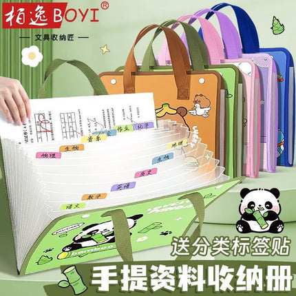 2025 New Cartoon Portable Test Paper Organ Bag for Students Multi-Layer Classified Storage Bag A4 Folder Large Capacity