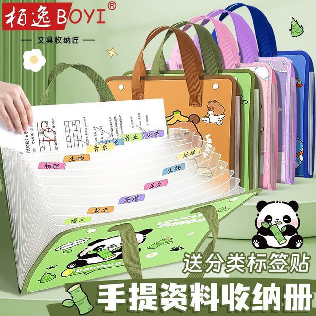 2025 New Cartoon Portable Test Paper Organ Bag for Students Multi-Layer Classified Storage Bag A4 Folder Large Capacity