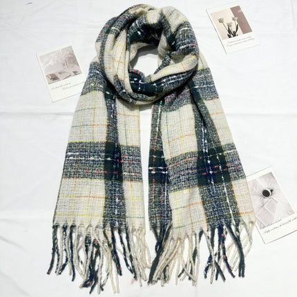 Starry Sky Scarf for Women, New Color-Blocking Autumn and Winter Warm Neck Warmer, Retro Japanese Plaid Versatile Korean-Style Shawl
