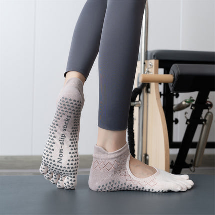 Toesox quality new gradient yoga socks tie-dyed backless five-finger socks sports pilates dispensing non-slip socks