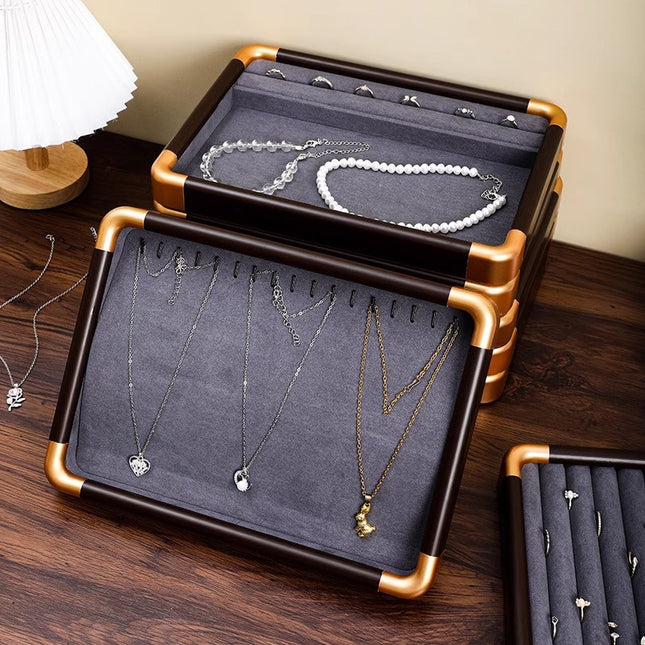 Light Luxury Gold Rounded Jewelry Display Tray for Jewelry, Necklace, and Ring Display