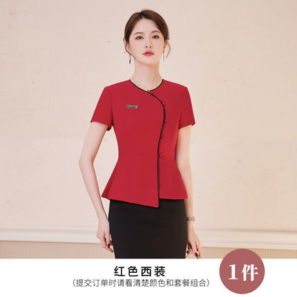 Hotel front desk work clothes fashion suit professional women's clothing jewelry store sales uniform two-piece beauty salon tooling