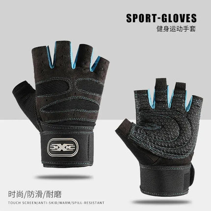 Fitness Gloves Half-Finger Men's and Women's Non-Slip Breathable Summer Weightlifting Hand Guards Dumbbell Equipment Training Long Wrist Cycling Gloves