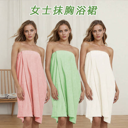 Thickened and Enlarged Coral Velvet Women's Bath Skirt, Wearable Bath Towel, Adult Velcro Strap Tube Top, Soft and Highly Absorbent, Wholesale from Manufacturer