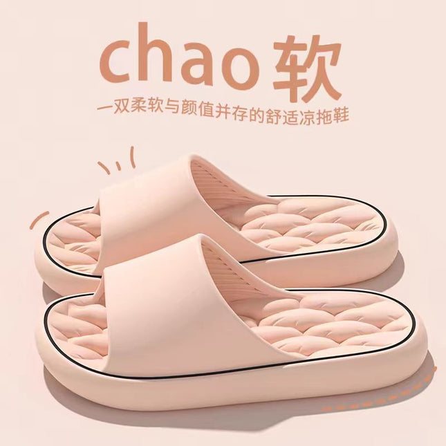 New Summer Thick Bottom Slippers Women's Summer Indoor Home 2025 New Bathroom Bath Non-slip Massage Sandals