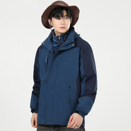 Trendy Charge Clothes Men's and Women's Three-in-One Detachable Mink Velvet Liner Autumn and Winter Outdoor Windproof Waterproof Mountaineering Suit