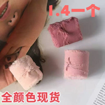 Ins Hand-Torn Raw Edge Ribbon Bouquet Satin Ribbon Ribbon Dried Rose Wedding Flowers Tied Chiffon Lace