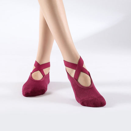 Professional Non-Slip Dotted Yoga Socks Cross Strap Thin Backless Pilates Socks Floor Socks Summer Thin Wholesale