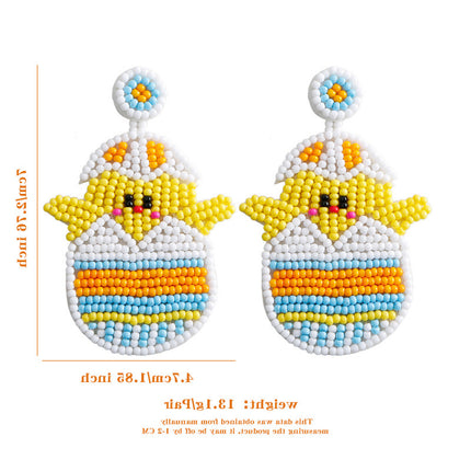 Easter Retro Style Creative Accessories Carrot Earrings High-End Green Leaf Rice Beads Sequin Hand-Woven Earrings