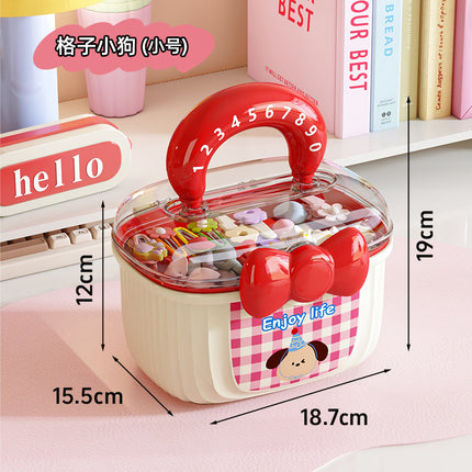 Dopamine Hair Jewelry Box Children's Cartoon Double Layer with Separated Large Capacity Hairpin Jewelry Plastic Portable Storage Box