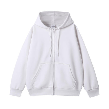 American-Style Trendy Brand 350g Pure Cotton Zip-Up Hoodie, Unisex Versatile Loose Top, Oversized Cardigan Jacket