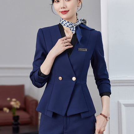 High-end Suit suit Female Spring and Autumn Professional Temperament Goddess Fan Hotel Manager Front Desk Reception Beauty Salon Overalls