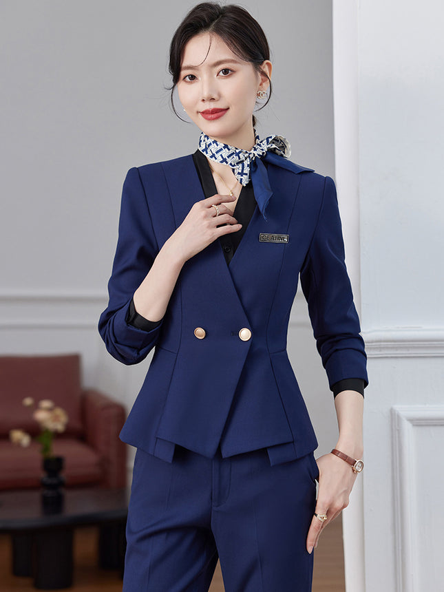 High-end Suit suit Female Spring and Autumn Professional Temperament Goddess Fan Hotel Manager Front Desk Reception Beauty Salon Overalls