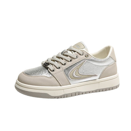 Niche Retro Silver Sneakers for Women, Trendy on Instagram, 2026 New Design, Breathable Flat-Soled American-Style Sports Casual Shoes