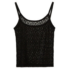 Simple All-match Seersucker Korean Style Sling Lace Hollow Sling Vest Women's Outer Wearing Comfortable Breathable Vest for Women